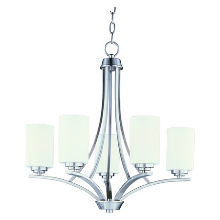 Maxim Five Light Satin Nickel Satin White Glass Up Chandelier 20035SWSN